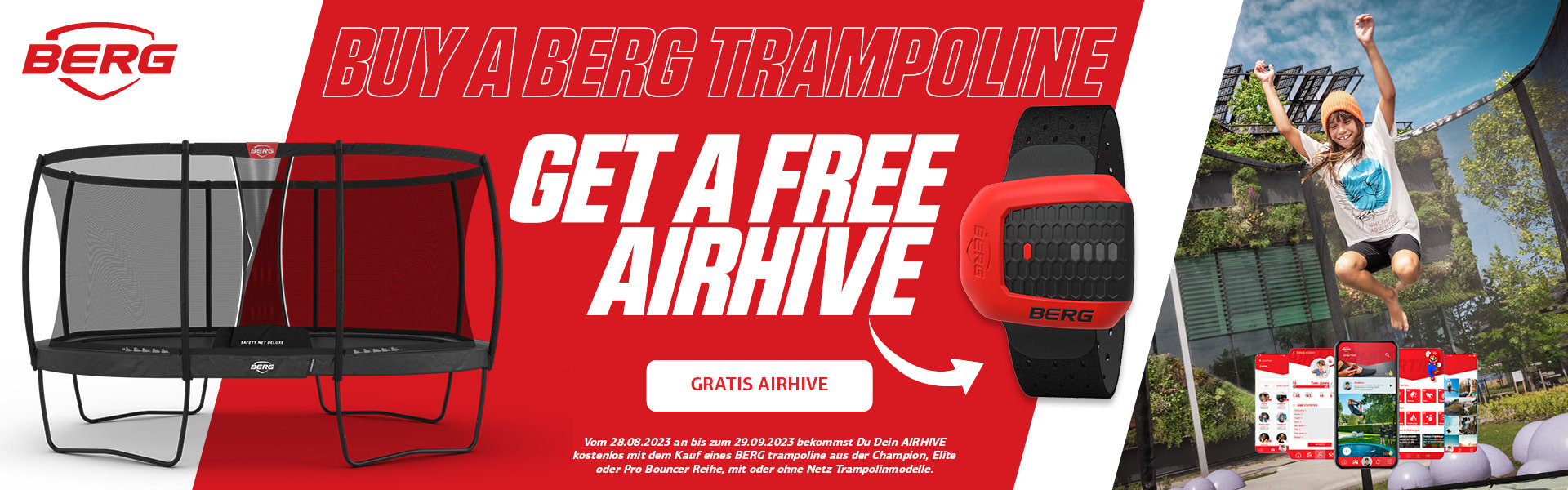 BERG Trampoline mit Gratis AirHive Tracker