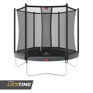 BERG Trampolin rund 270 cm grau mit Sicherheitsnetz Comfort Favorit Regular