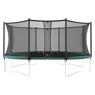 BERG Trampolin oval 520 x 345 cm grün mit Sicherheitsnetz Comfort Grand Favorit Regular
