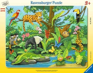 Ravensburger Kinderpuzzle - 05140 Tiere im Regenwald - Rahmenpuzzle für Kinder ab 3 Jahren, mit 11 Teilen