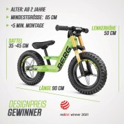 BERG Laufrad Biky Cross 12" grün mit Lenkradpolster