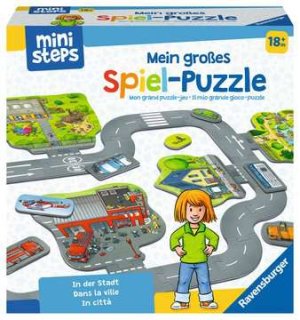 Ravensburger ministeps 04192 Mein großes Spiel-Puzzle: In der Stadt, Bodenpuzzle mit vielen kreativen Spielmöglichkeiten, Spielzeug ab 18 Monate