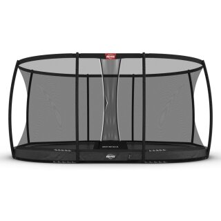BERG Trampolin Oval 520 cm Grand Elite InGround Grau + Safety Net DLX XL Airflow pro