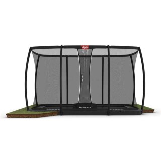 BERG Trampolin Rechteckig 410 cm Ultim Champion FlatGround grau + Safety Net DLX XL