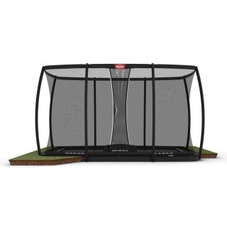 BERG Trampolin Rechteckig 410 cm Ultim Champion FlatGround Black / schwarz + Safety Net DLX XL