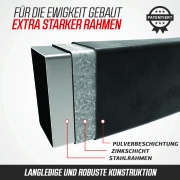 BERG Trampolin rechteckig Ultim Champion Regular 410 Grey / grau + Safety Net DLX XL