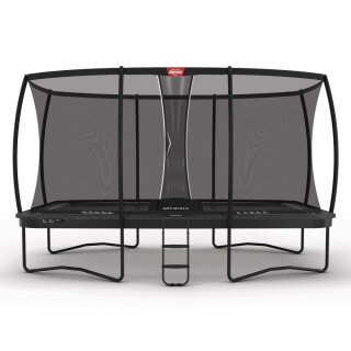 BERG Trampolin rechteckig Ultim Elite Regular 500 Grey / grau + Safety Net DLX XL