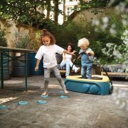 BERG Trampolin Hoppaa mit Griffstange 90 x 90 cm gelb