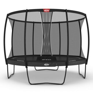BERG Trampolin rund Elite Regular 430 Grau + Sicherheitsnetz DLX XL Airflow pro