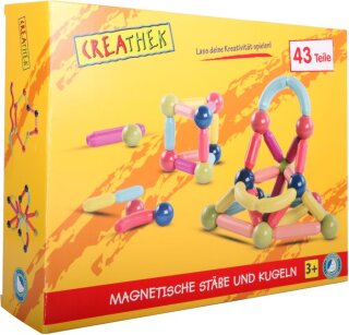 Creathek Magnetische Baustäbe und Kugeln, 43 Teile
