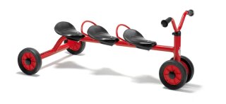 Winther MINI Rutsch Dreirad für drei Kinder – Robustes Schiebefahrzeug für 1-3 Jahre – Ideal für Rollenspiele und soziale Interaktion