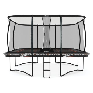 BERG Trampolin rechteckig Trampolin Regular 5 x 5 m Ultim Pro Bouncer rechteckig + Sicherheitsnetz XL