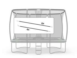 BERG Trampolin Ersatzteil Ultim Sicherheitsnetz DLX XL ECO - Fiberglasstangen-Set 410