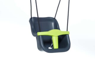 Dice Klettergerüst Zubehör Kunststoff-Babyschaukel Anthrazit/Grün mit schwarz geflochtenem Seil