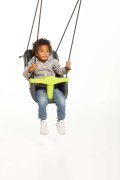 Dice Klettergerüst Zubehör Kunststoff-Babyschaukel Anthrazit/Grün mit schwarz geflochtenem Seil