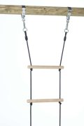 DICE Strickleiter mit Holzsprossen - 6 Sprossen Holz geflochtenes Seil Schwarz - passend für BERG PlayBase