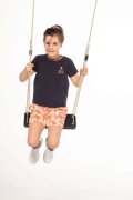 Dice Klettergerüst Zubehör Gummi-Schaukelsitz in schwarz mit Metalleinsatz und beige geflochtenem Seill