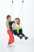 Dice Klettergerüst Zubehör Kunststoff-Babyschaukel Grün mit beige geflochtenem Seil