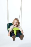 Dice Klettergerüst Zubehör Kunststoff-Babyschaukel Grün mit beige geflochtenem Seil