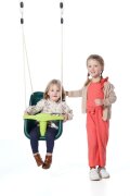 Dice Klettergerüst Zubehör Kunststoff-Babyschaukel Grün mit beige geflochtenem Seil