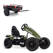 BERG Gokart XXL Jeep® Revolution E-Motor Hybrid mit Dreigangschaltung olivegrün E-BFR-3 mit Anhänger
