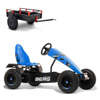 BERG Gokart XL B.Super Blue blau BFR-3 mit Gangschaltung mit Anhänger