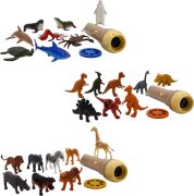 Tierfiguren + Projektor Taschenlampe, 3-fach sortiert