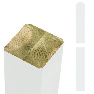 PLUS Premium Leimholzpfosten mit Kopfrundung Länge 208 cm NTR-A 9 x 9 x cm Weiß farbgrundiert