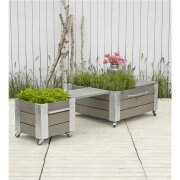 PLUS Cubic Blumenkasten mit Rädern - 45 cm - Graubraun
