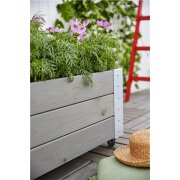PLUS Cubic Blumenkasten mit Rädern - 120 x 45 cm - Graubraun