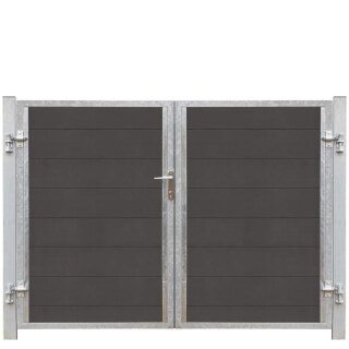 PLUS Futura WPC Doppeltor links - 197×145 cm + 16 cm Pfosten