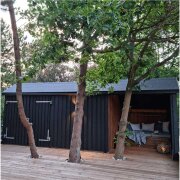 PLUS Multi Gartenhaus 15,5 m² - 3 Module Doppeltür & offene / geschlossene Fassade - 15,5 m² unbehandelt