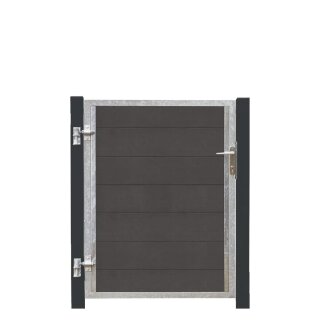 PLUS Futura WPC-Tor links - 99×127 cm + 16 cm grauschwarze Pfosten