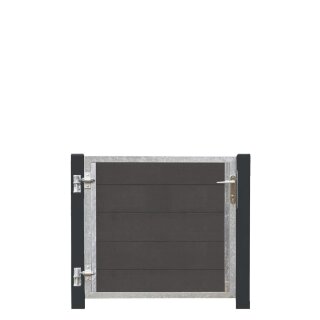 PLUS Futura WPC-Tor links - 99×91 cm + 16 cm grauschwarze Pfosten