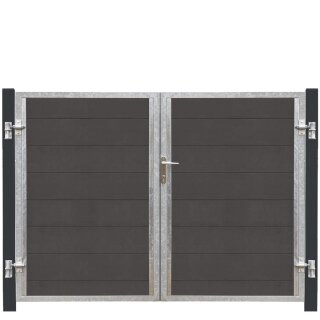 PLUS Futura Doppeltor rechts - 197×145 cm + 16 cm grauschwarze Pfosten