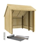 PLUS Fahrradunterstand 5,7 m²- unbehandelt - inkl. Dachpappe / Aluleisten / H-Pfostenfüße