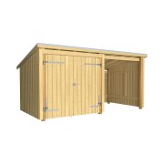 PLUS Nordic Multi Gartenhaus 9,5 m² - 2 Module Doppeltür & offene Fassade m. Dachpappe / Aluleisten