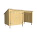 PLUS Nordic Multi Gartenhaus 9,5 m² - 2 Module Doppeltür & offene Fassade m. Dachpappe / Aluleisten / H-Pfostenfüße