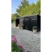 PLUS Nordic Multi Gartenhaus 14 m² - 3 Module Doppeltür & offene / geschlossene Fassade m. Dachpappe / Aluleisten / H-Pfostenfüße