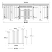 PLUS Nordic Multi Gartenhaus 14 m² - 3 Module m. 2 Doppeltüren & offene Fassade