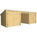 PLUS Nordic Multi Gartenhaus 14 m² - 3 Module m. 2 Doppeltüren & offene Fassade m. Dachpappe / Aluleisten
