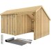 PLUS Multi Gartenhaus 10,5 m² - 2 Module Doppeltür & offene Fassade m. Dachpappe / Aluleisten / H-Pfostenfüße