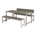 PLUS Plankengarnitur - 186 cm - 1 Tisch + 2 Bänke und 1 Rückenlehne - Graubraun