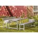 PLUS Plankengarnitur - 186 cm - 1 Tisch + 2 Bänke und 1 Rückenlehne - Graubraun