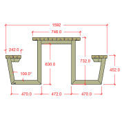 PLUS Wega Kombimöbel 177x161x73/45 Thermowood