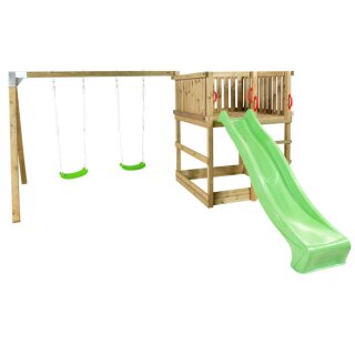 PLUS Play Spielturm mit Schaukelanbau inkl. grüner Rutsche