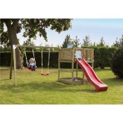 PLUS Play Spielturm mit Schaukelanbau inkl. roter Rutsche
