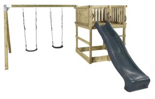 PLUS Play Spielturm inkl. Schaukelanbau Inkl. Grauschwarz Schaukelsitzen/Rutsche Druckimprägniert