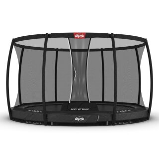 BERG Trampolin Rund 380 cm Champion InGround Grau + Sicherheitsnetz Deluxe AIRFLOW pro